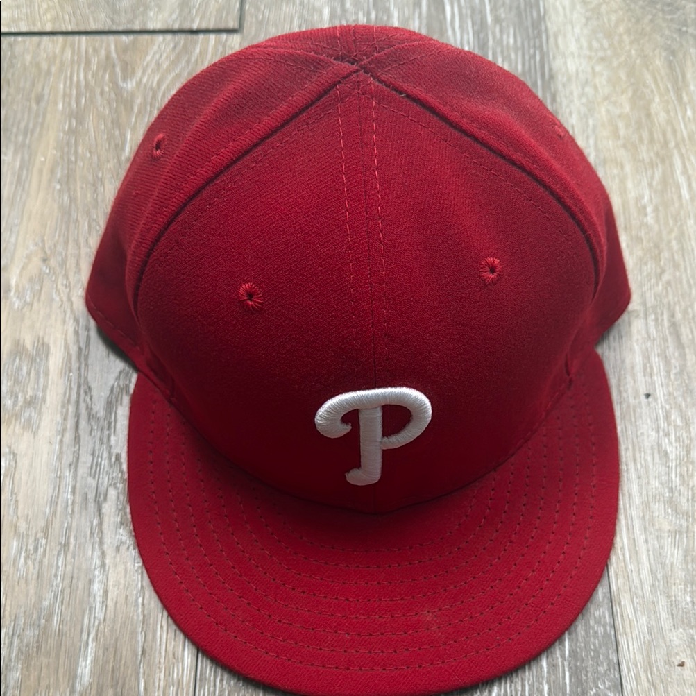 Red Baseball Cap With White Logo